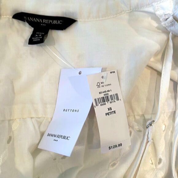 NWT Banana Republic White Eyelet Lace Cotton Dress Women's Size XS - Picture 7 of 10